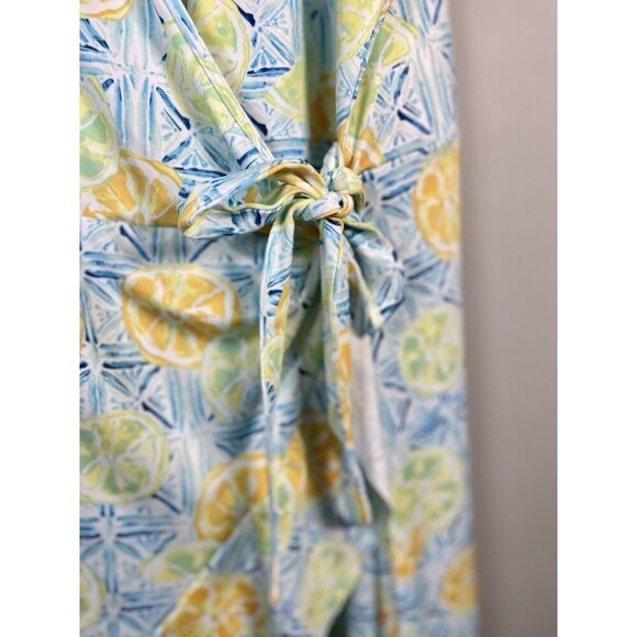 Lands' End Citrus Lemon Lime Women's 3X Ruffle Hem‎ Wrap Sun Dress Swim Coverup - Picture 3 of 15